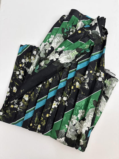 BLACK MULTICOLOR FLORAL PRINT TOP AND SKIRT SET 38/36