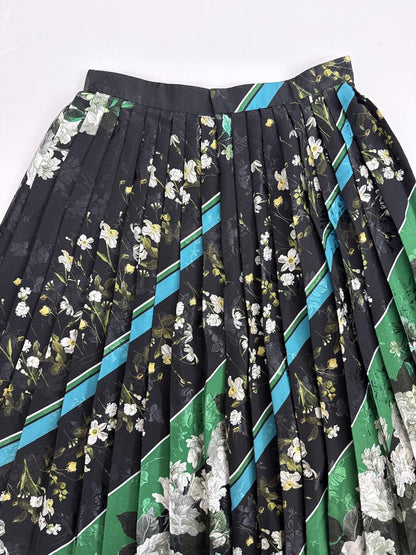 BLACK MULTICOLOR FLORAL PRINT TOP AND SKIRT SET 38/36