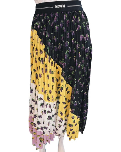 MULTICOLOR GRAPES PRINT PLEATED SKIRT 38