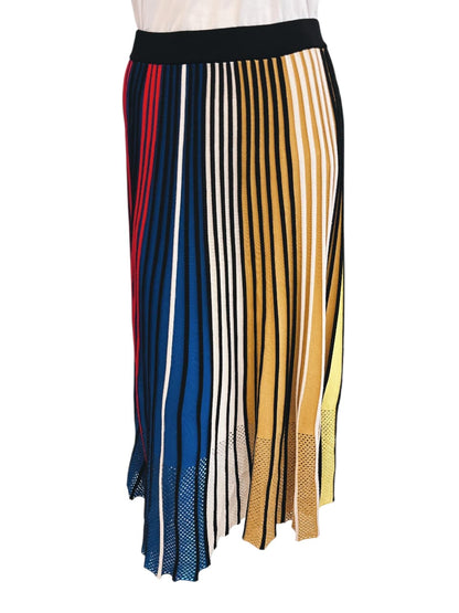 MULTICOLOR KNIT PERFORATED DETAIL SKIRT M