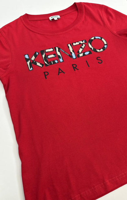 RED LOGO PRINT T-SHIRT S