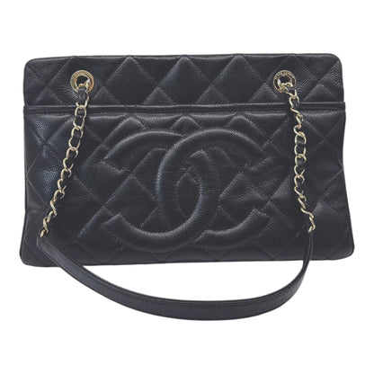 BLACK SOFT CAVIAR LEATHER CC TIMELESS TOTE BAG GHW