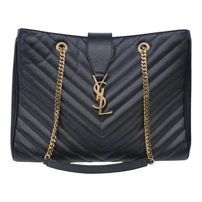 BLACK MATELASSE LEATHER CASSANDRE SHOPPER TOTE