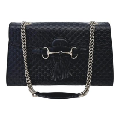 BLACK MICROGUCCISSIMA LEATHER MEDIUM EMILY SHOULDE BAG