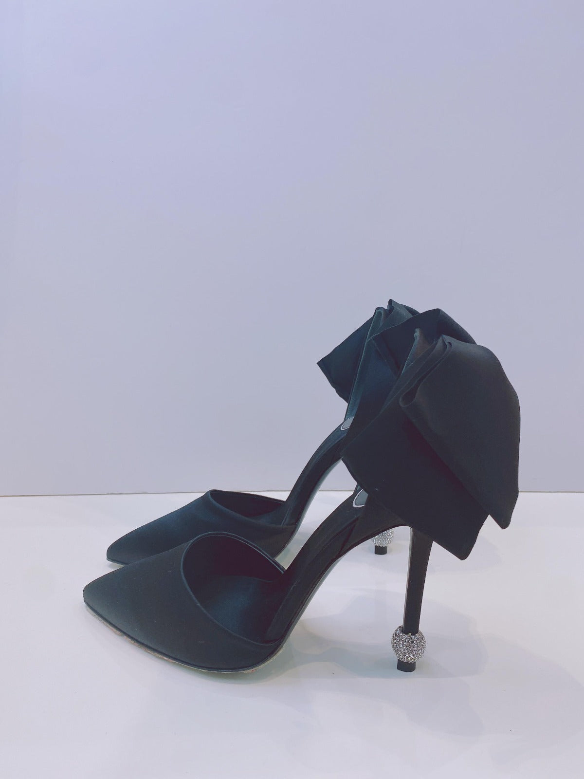 DORSAY PAPILLON BOW AND CRYSTAL-EMBELLISHED SATIN PUMPS 39