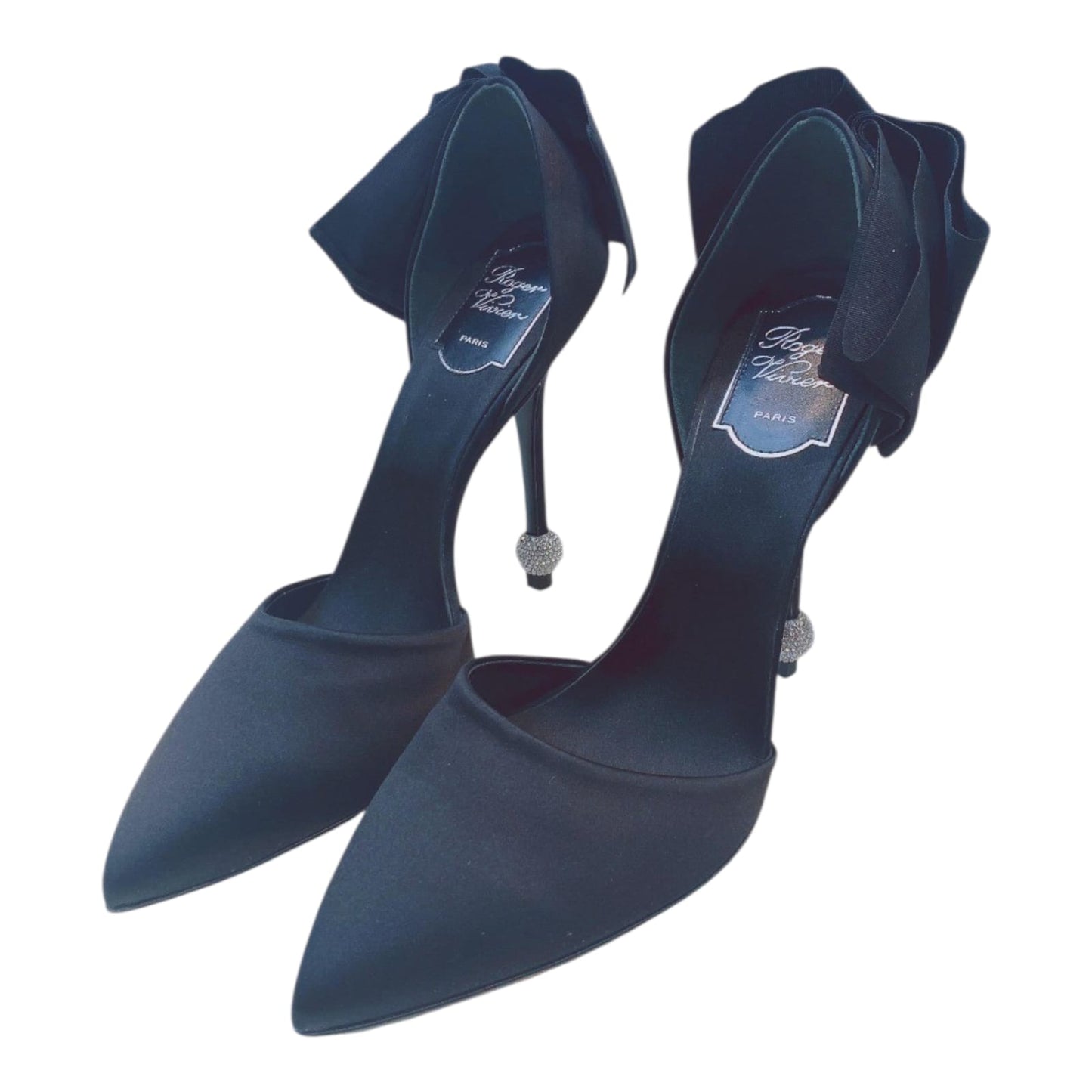 DORSAY PAPILLON BOW AND CRYSTAL-EMBELLISHED SATIN PUMPS 39