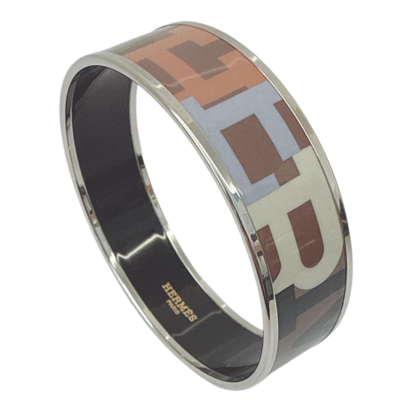MULTICOLOR PRINTED ENAMEL WIDE BANGLE BRACELET PHW