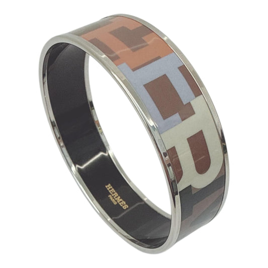 MULTICOLOR PRINTED ENAMEL WIDE BANGLE BRACELET PHW
