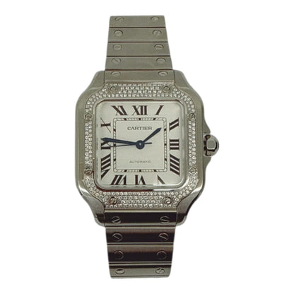 SANTOS DE CARTIER DIAMOND WATCH W4SA0005 MEDIUM MODEL