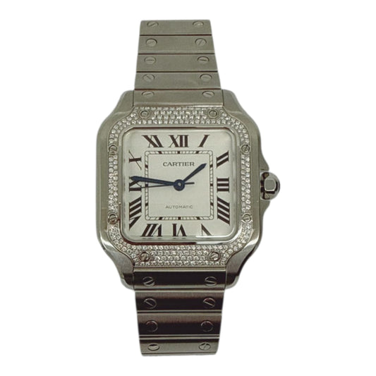 SANTOS DE CARTIER DIAMOND WATCH W4SA0005 MEDIUM MODEL
