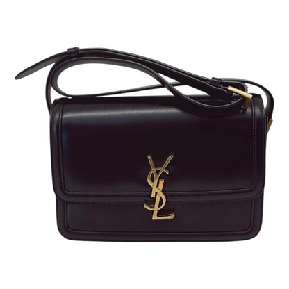 BLACK CALFSKIN LEATHER MEDIUM SOLFERINO SHOULDER BAG