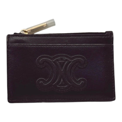 BLACK SHINY CALFSKIN ZIPPED TRIOMPHE CARD HOLDER
