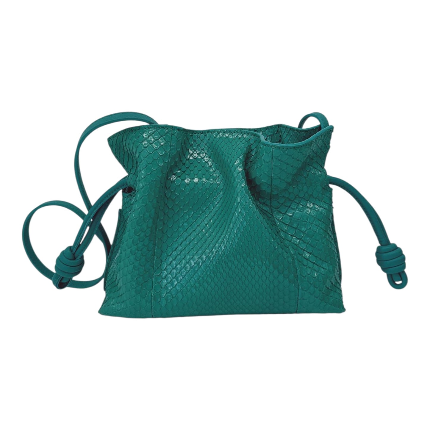 EMERALD GREEN SNAKESKIN FLAMENCO CLUTCH MINI BAG