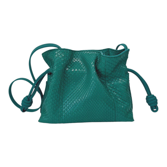EMERALD GREEN SNAKESKIN FLAMENCO CLUTCH MINI BAG