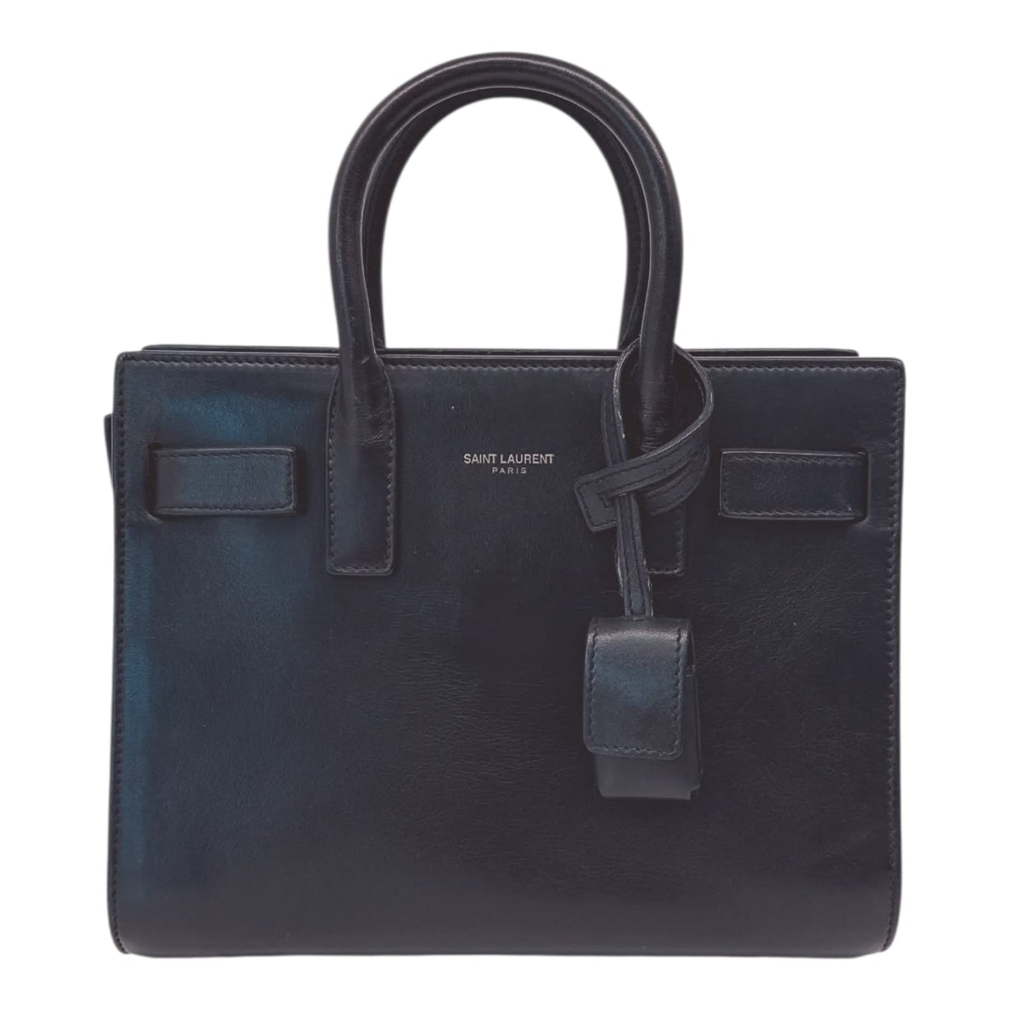 DARK BLUE LEATHER CLASSIC NANO SAC DE JOUR TOTE BAG
