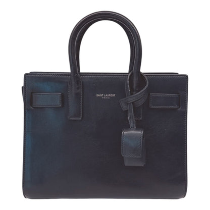DARK BLUE LEATHER CLASSIC NANO SAC DE JOUR TOTE BAG