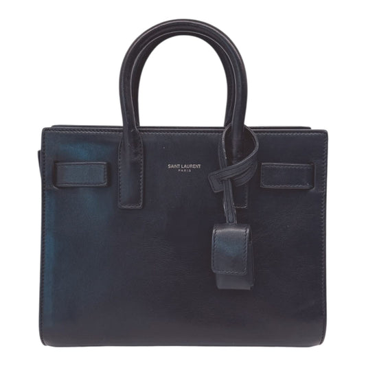 DARK BLUE LEATHER CLASSIC NANO SAC DE JOUR TOTE BAG