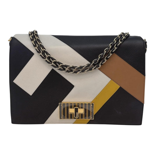 BLACK LEATHER LARGE 3D CLAUDIA SHOULDER BAG