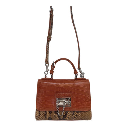 BICOLOR CROCODILE AND SNAKESKIN LEATHER MISS MONICA FLAP BAG
