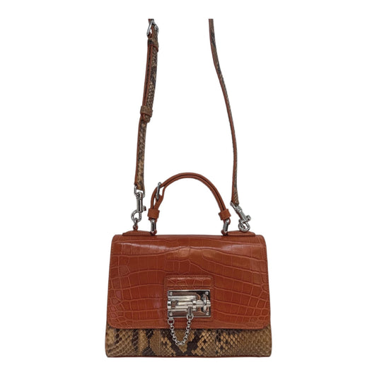 BICOLOR CROCODILE AND SNAKESKIN LEATHER MISS MONICA FLAP BAG