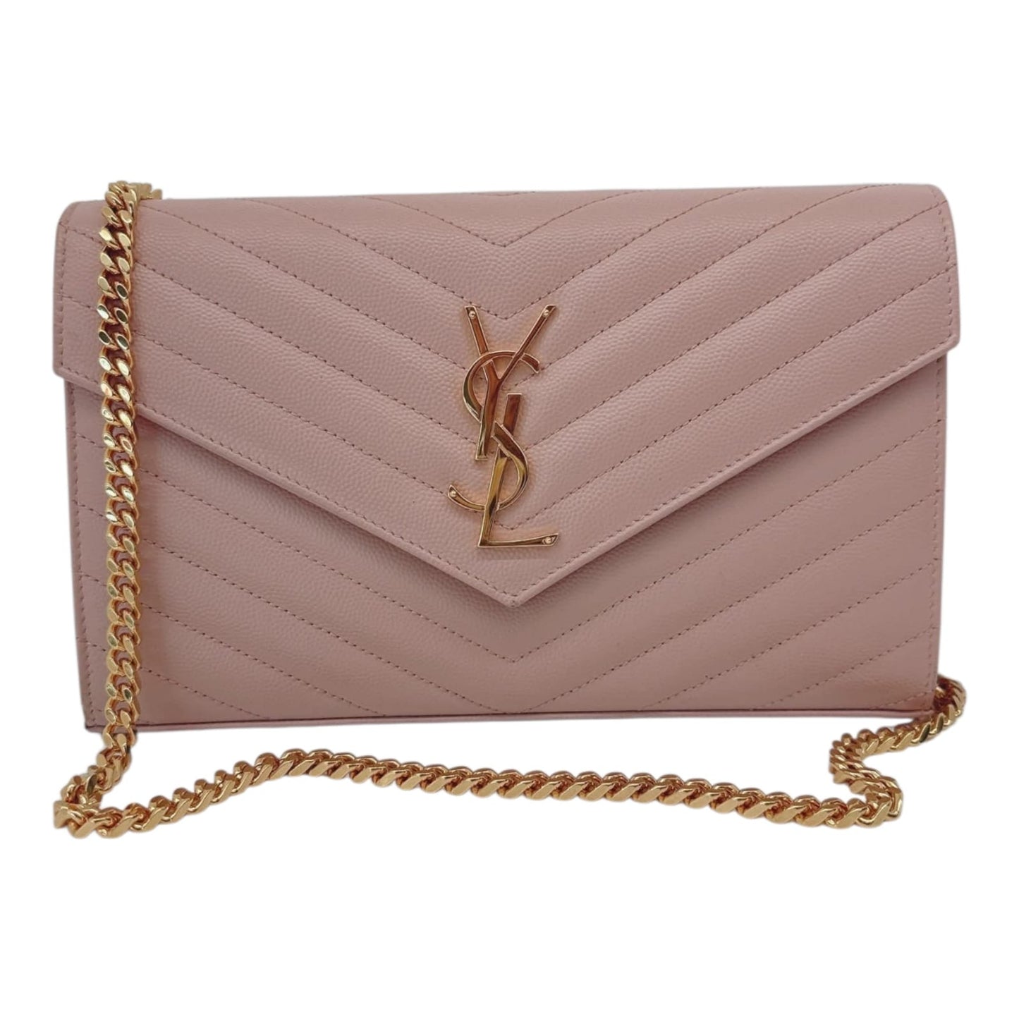 PALE PINK MONOGRAM GRAIN DE POUDRE CLASSIC CASSANDRE WALLET ON CHAIN