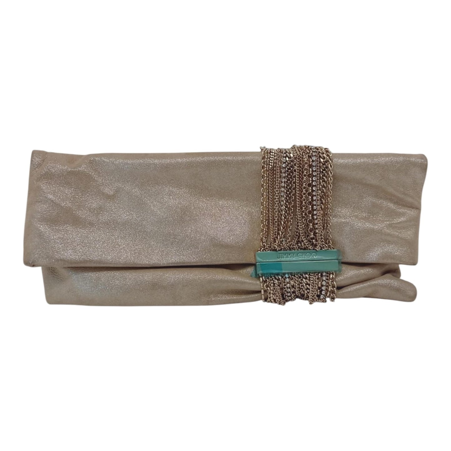 GOLD GLITTER SUEDE CHANDRA CLUTCH
