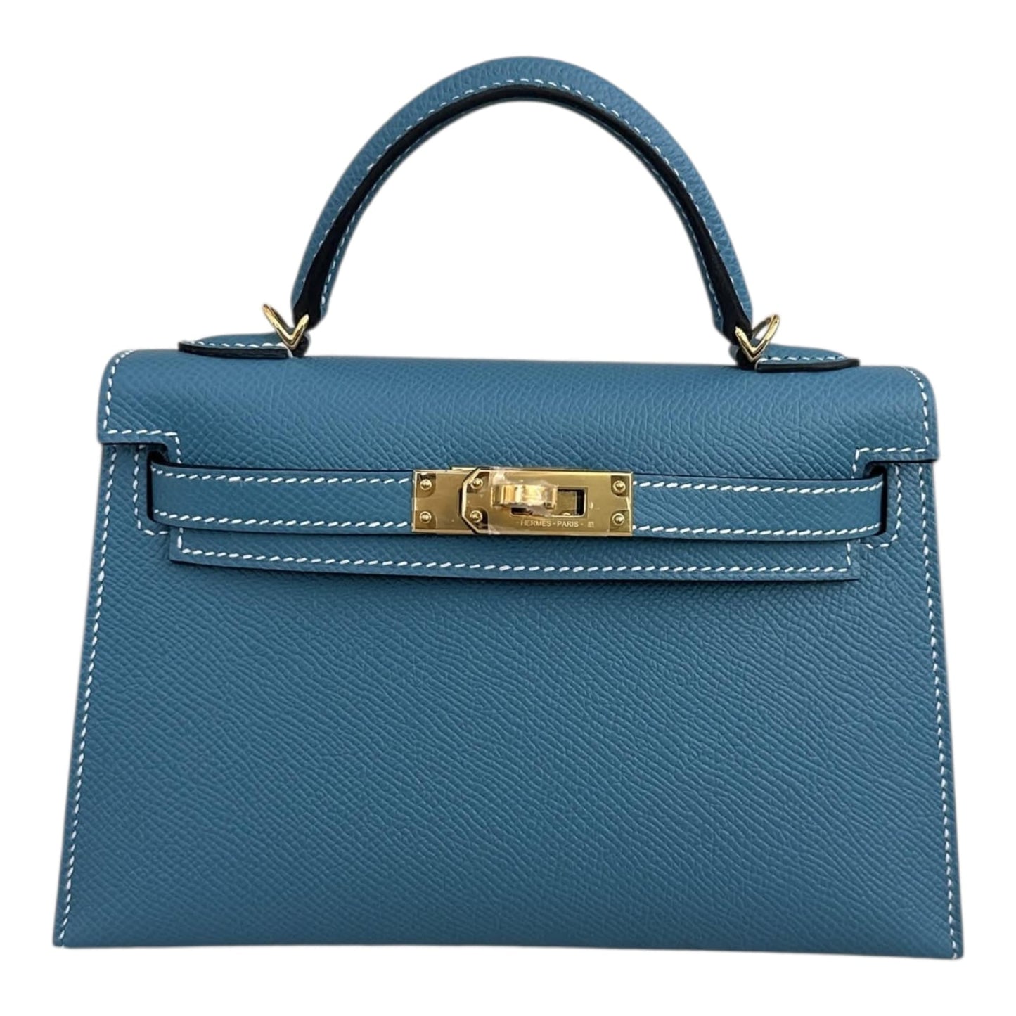 KELLY II SELLIER MINI NEW BLEU JEAN EPSOM LEATHER GOLD HARDWARE
