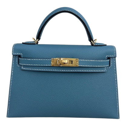 KELLY II SELLIER MINI NEW BLEU JEAN EPSOM LEATHER GOLD HARDWARE
