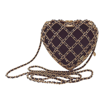 BLACK GOLD HEART MINAUDIERE BAG 23S CAGED EVENING CLUTCH