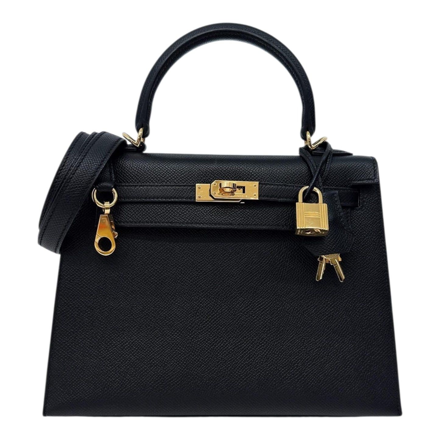 KELLY SELLIER 25 BLACK EPSOM LEATHER GOLD HARDWARE
