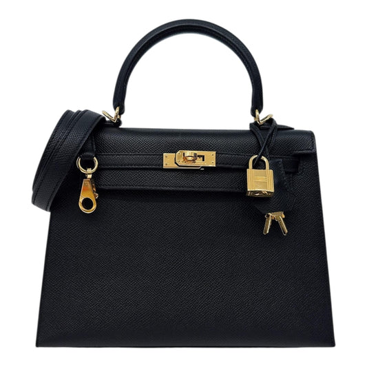 KELLY SELLIER 25 BLACK EPSOM LEATHER GOLD HARDWARE