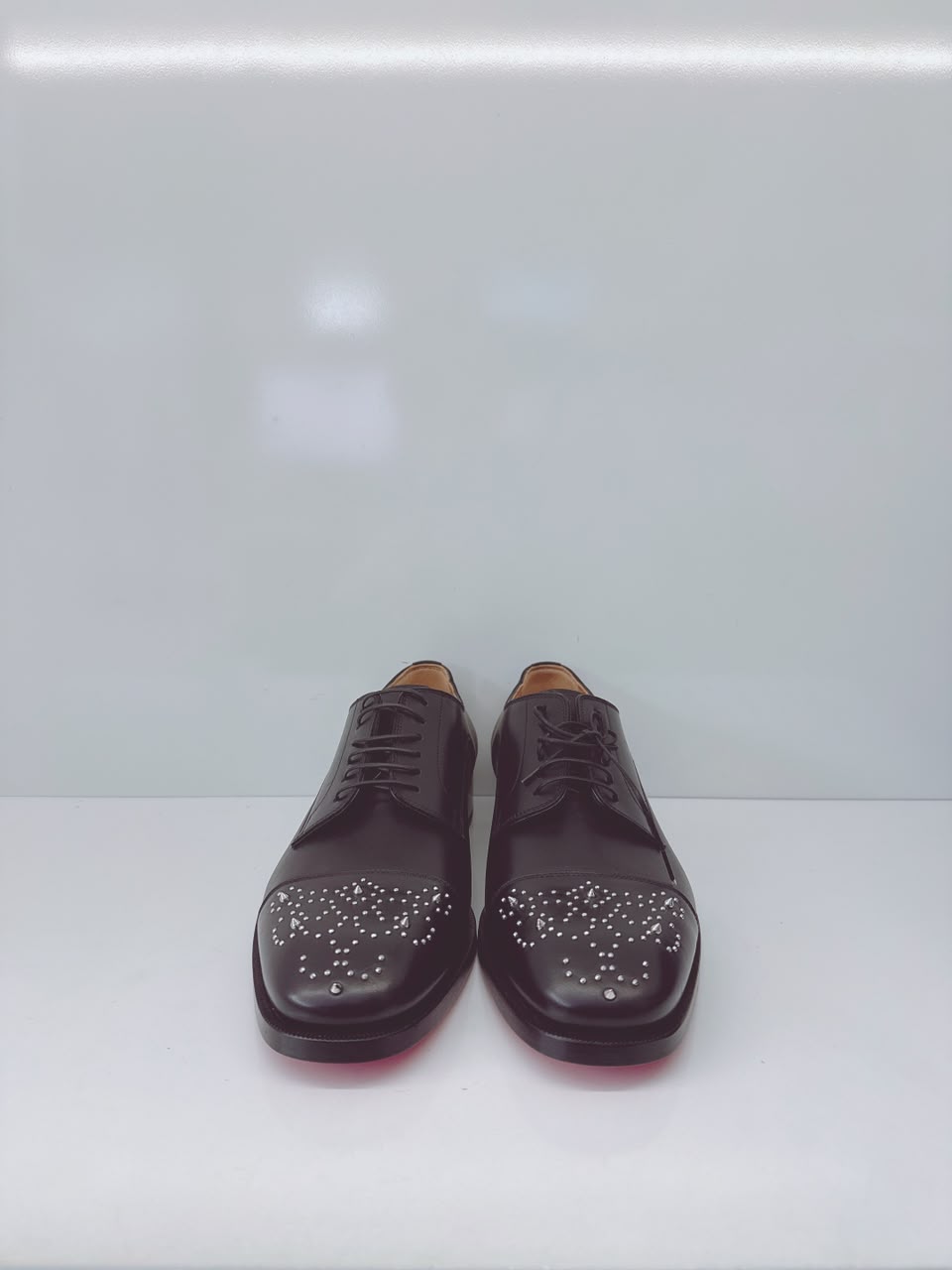 BLACK MALTESE STUDDED LEATHER DERBY SHOES 42