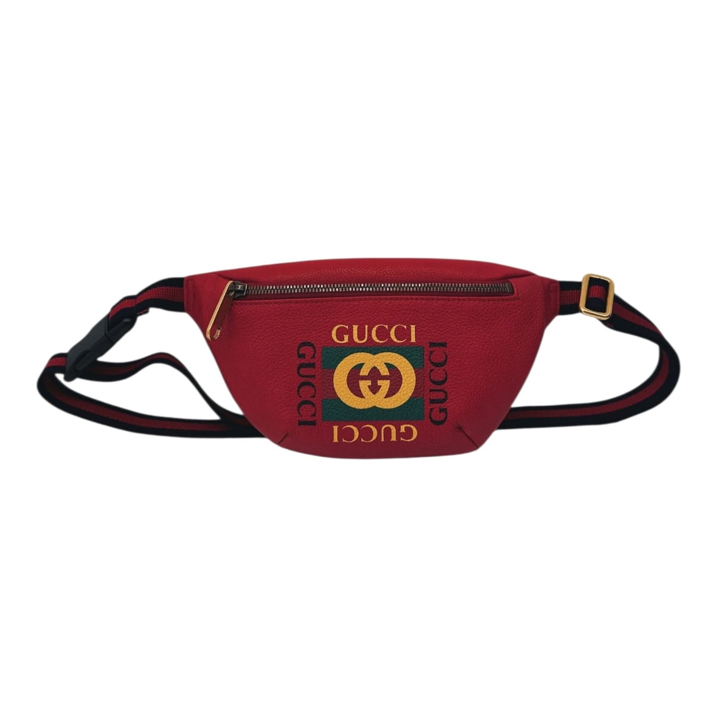 RED LEATHER LOGO WEB BELT BAG