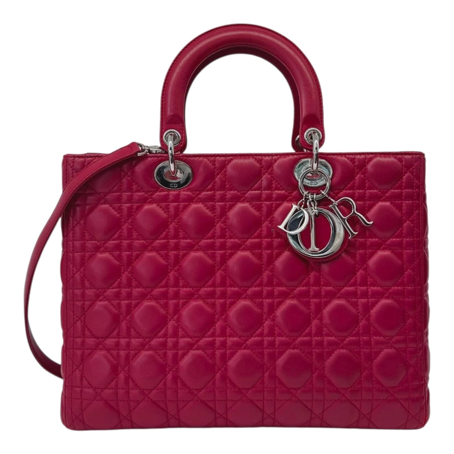 RED LAMBSKIN CANNAGE LARGE LADY DIOR BAG