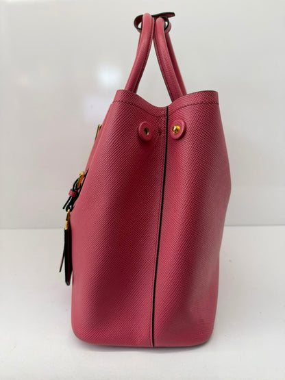PINK SAFFIANO CUIR LEATHER DOUBLE HANDLE MEDIUM TOTE