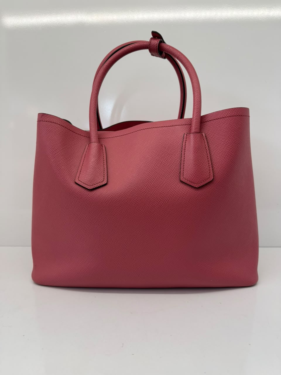 PINK SAFFIANO CUIR LEATHER DOUBLE HANDLE MEDIUM TOTE