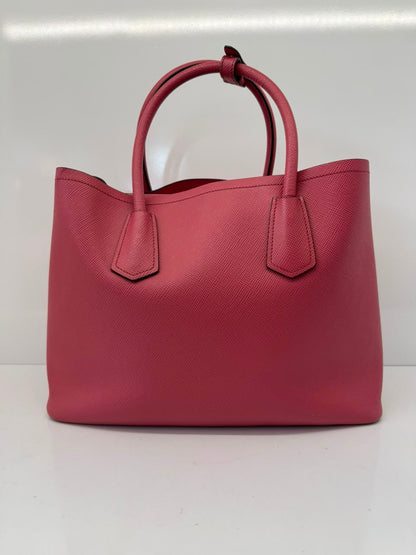 PINK SAFFIANO CUIR LEATHER DOUBLE HANDLE MEDIUM TOTE