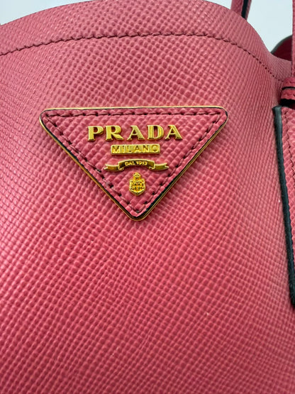 PINK SAFFIANO CUIR LEATHER DOUBLE HANDLE MEDIUM TOTE