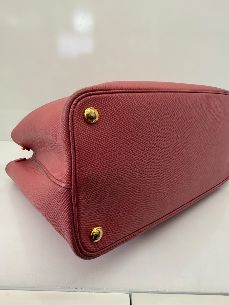 PINK SAFFIANO CUIR LEATHER DOUBLE HANDLE MEDIUM TOTE