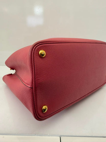 PINK SAFFIANO CUIR LEATHER DOUBLE HANDLE MEDIUM TOTE
