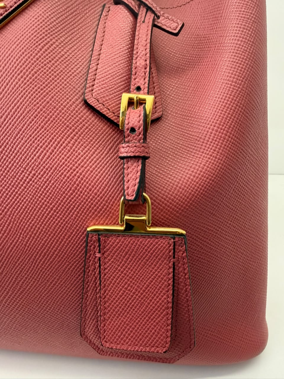 PINK SAFFIANO CUIR LEATHER DOUBLE HANDLE MEDIUM TOTE