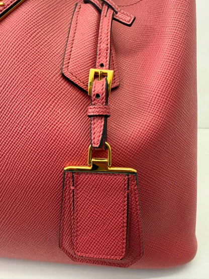 PINK SAFFIANO CUIR LEATHER DOUBLE HANDLE MEDIUM TOTE