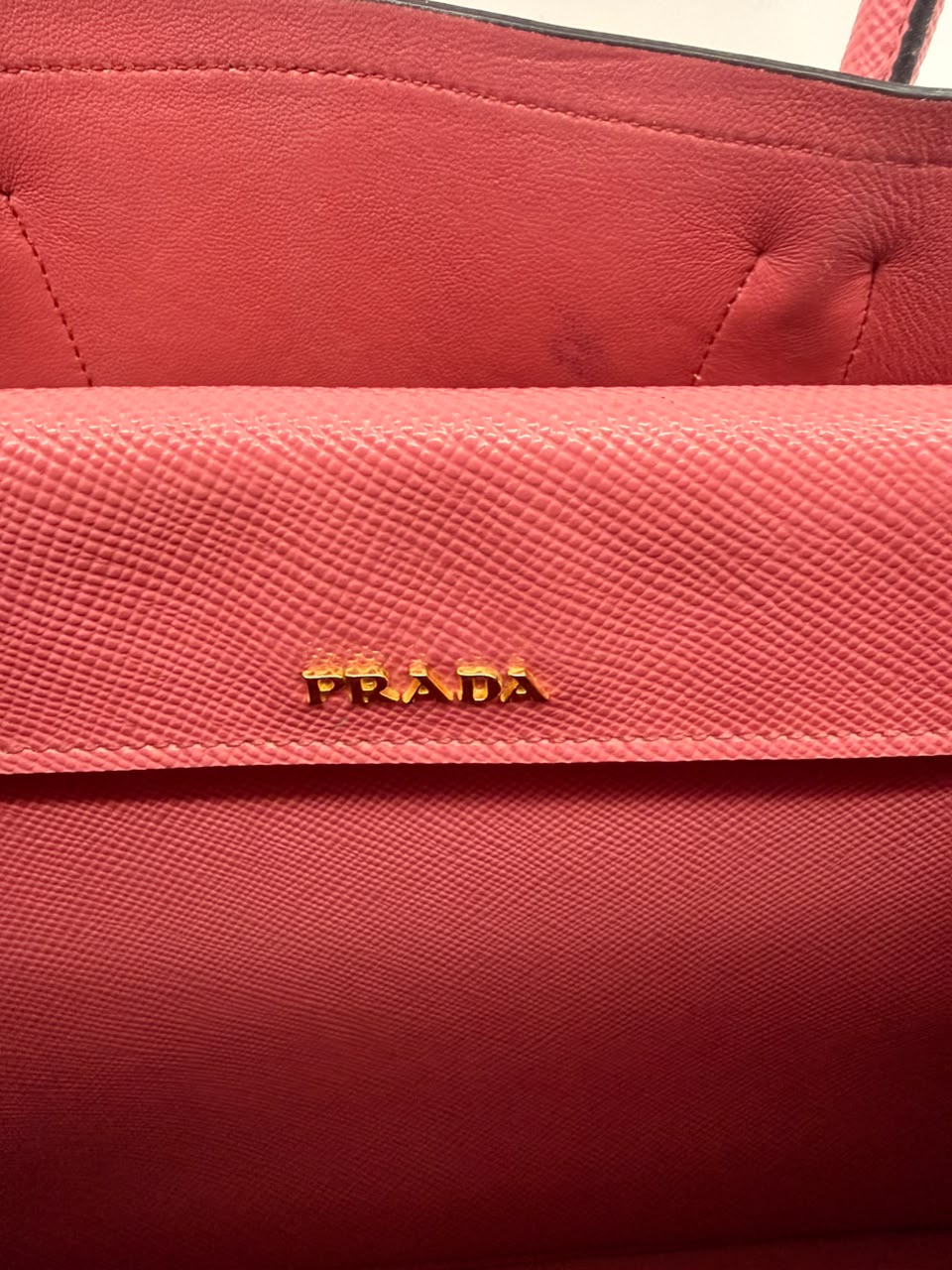 PINK SAFFIANO CUIR LEATHER DOUBLE HANDLE MEDIUM TOTE