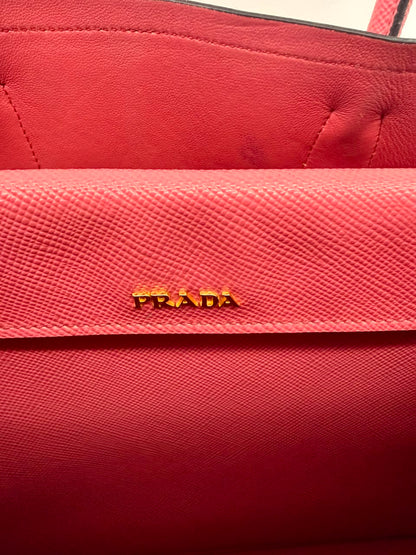 PINK SAFFIANO CUIR LEATHER DOUBLE HANDLE MEDIUM TOTE