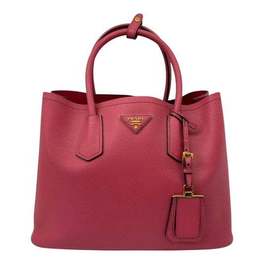 PINK SAFFIANO CUIR LEATHER DOUBLE HANDLE MEDIUM TOTE
