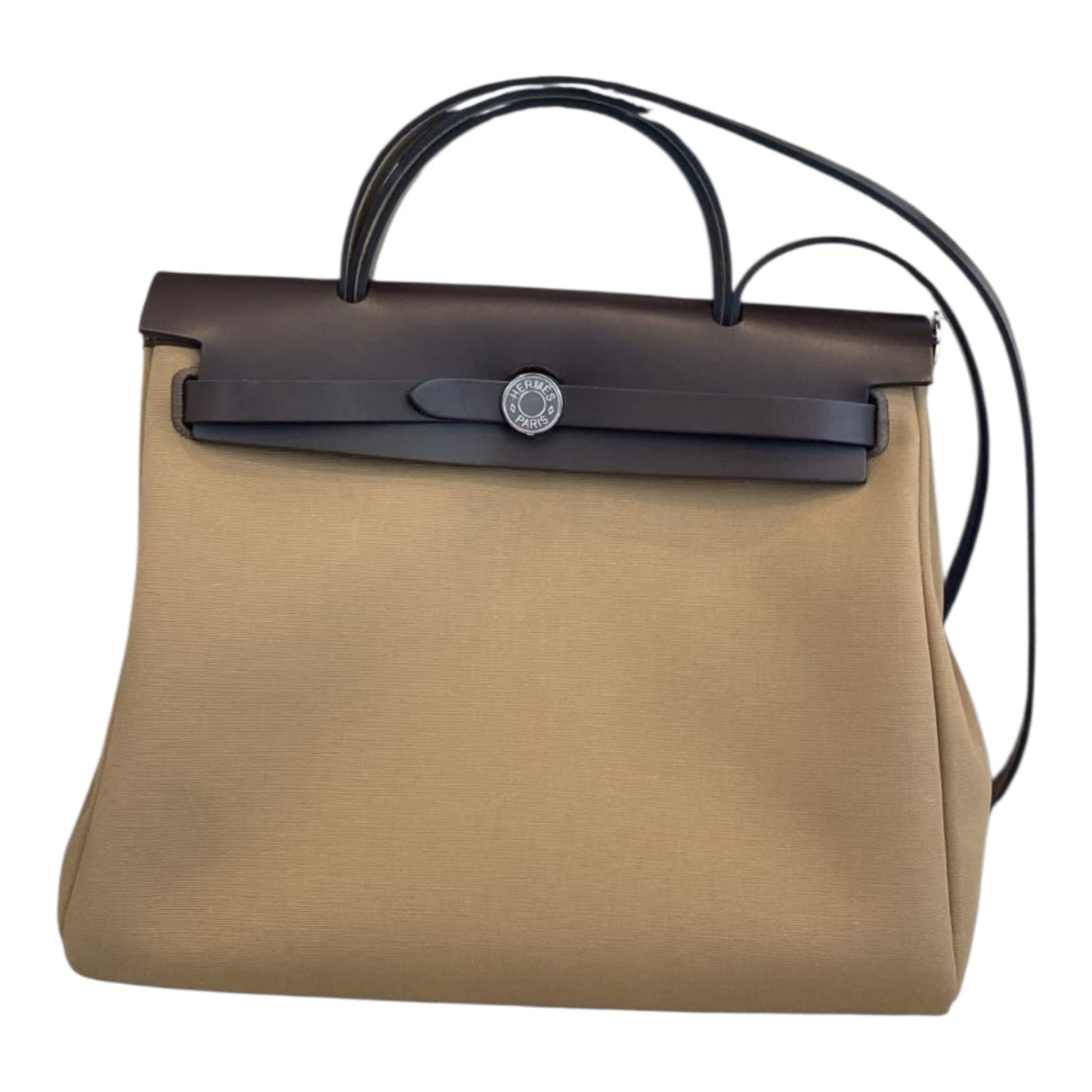 BENEBENE VACHE HUNTER AND BEIGE MARFA AND CACTUS TOILE HERBAG ZIP 31 GOLD HARDWARE