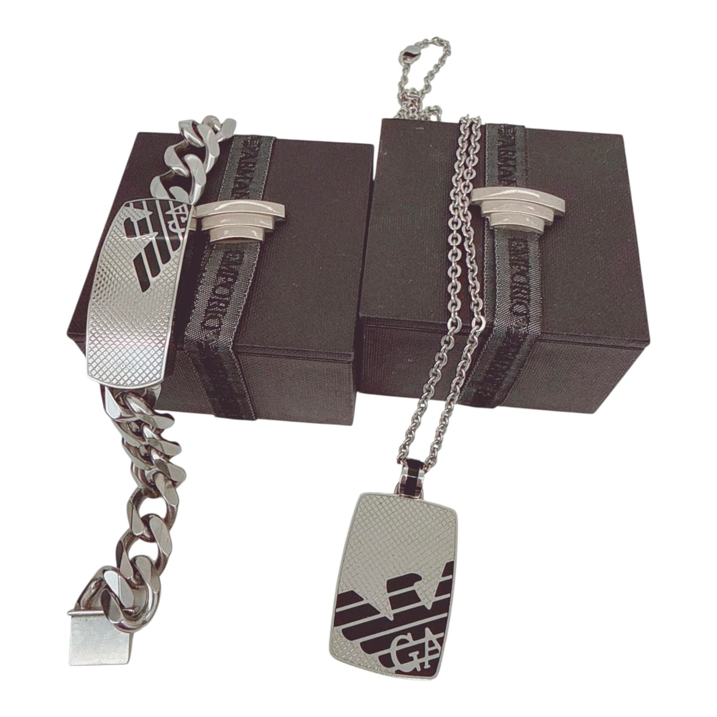 MEN'S STAINLESS STEEL PENDANT AND BRACELET SET