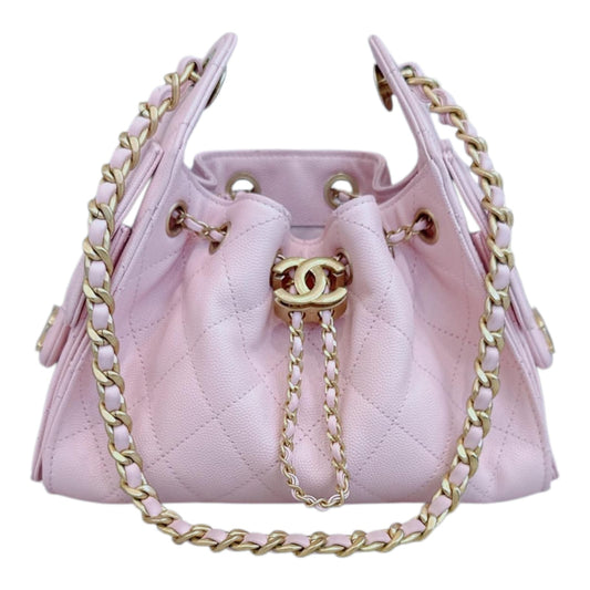 LIGHT PINK CAVIAR QUILTED MINI CHANEL 25 HANDBAG