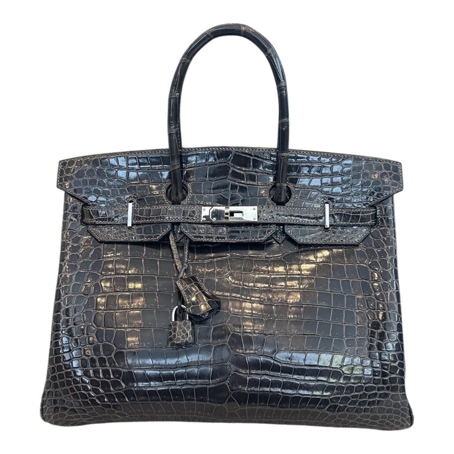 GRAPHITE SHINY POROSUS CROCODILE BIRKIN 35 PALLADIUM HARDWARE