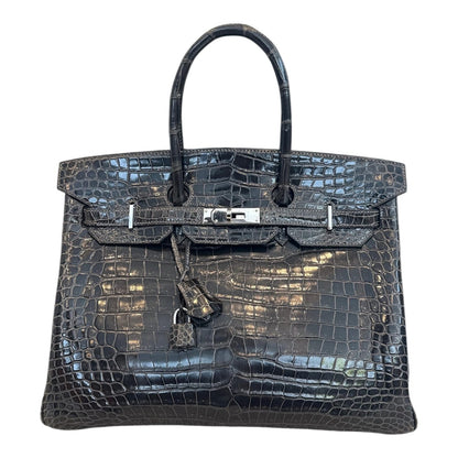 GRAPHITE SHINY POROSUS CROCODILE BIRKIN 35 PALLADIUM HARDWARE
